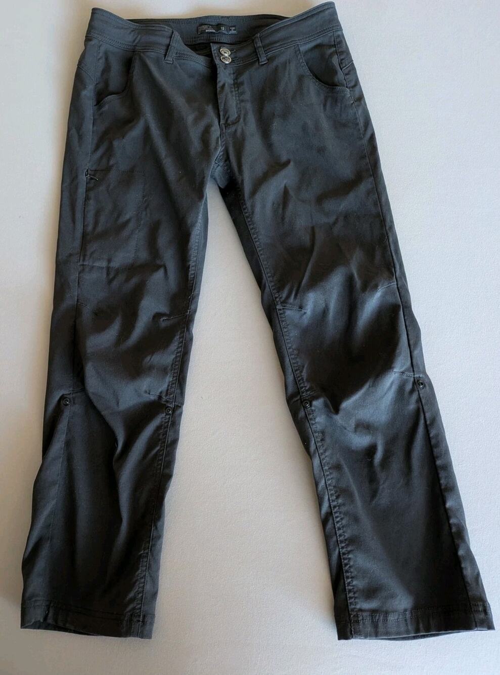 prAna Halle Pants Size 12 Black Stretch Roll Up Hiking Outdoor Camping